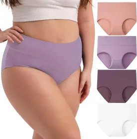 INNERSY Women's Plus Size XL-5XL Cotton Underwear High Waisted Briefs Panties 4-Pack