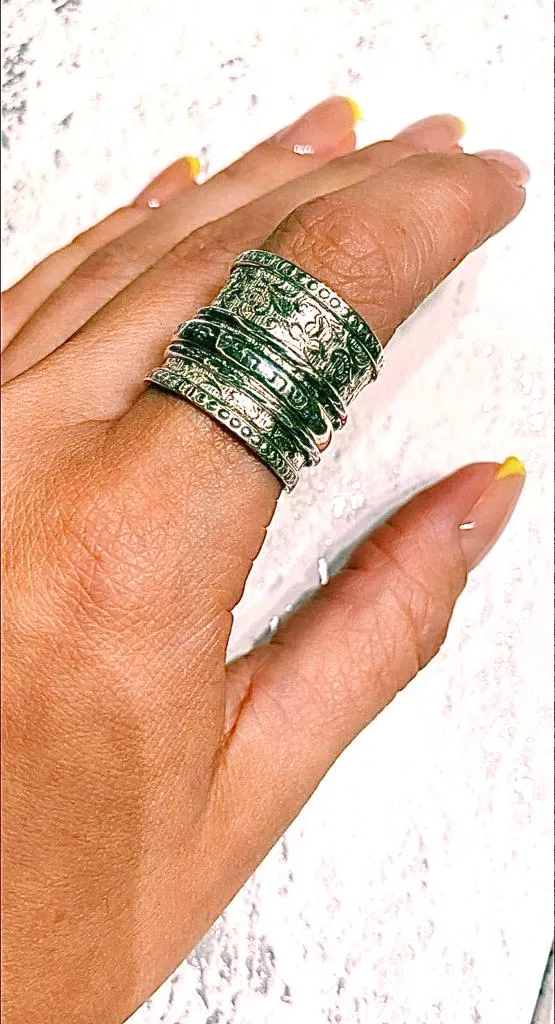 Israeli Spinner rings for woman Hebrew engraved Ring