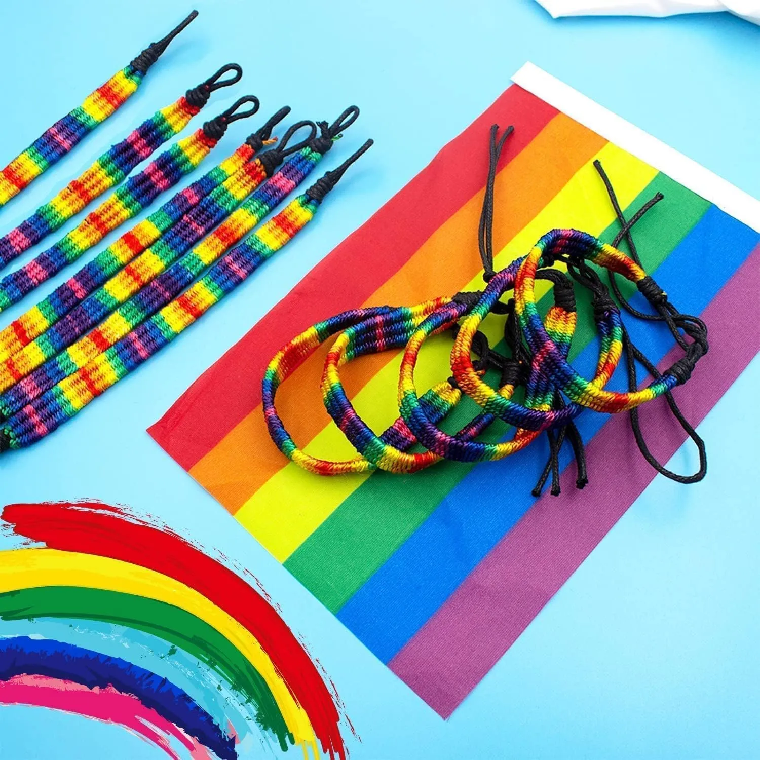 LGBT Pride Rainbow Bracelets for Couples Handmade Pride Friendship LGBTQ Bracelet for Women Men Braided Wristband Adjustable