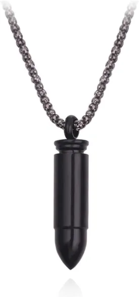 Minimalist Stainless Steel Bullet Pendant Necklace Locket Open Cylinder Bullet Necklace for Women Men Personalized Keepsake Buttel Necklace Jewelry