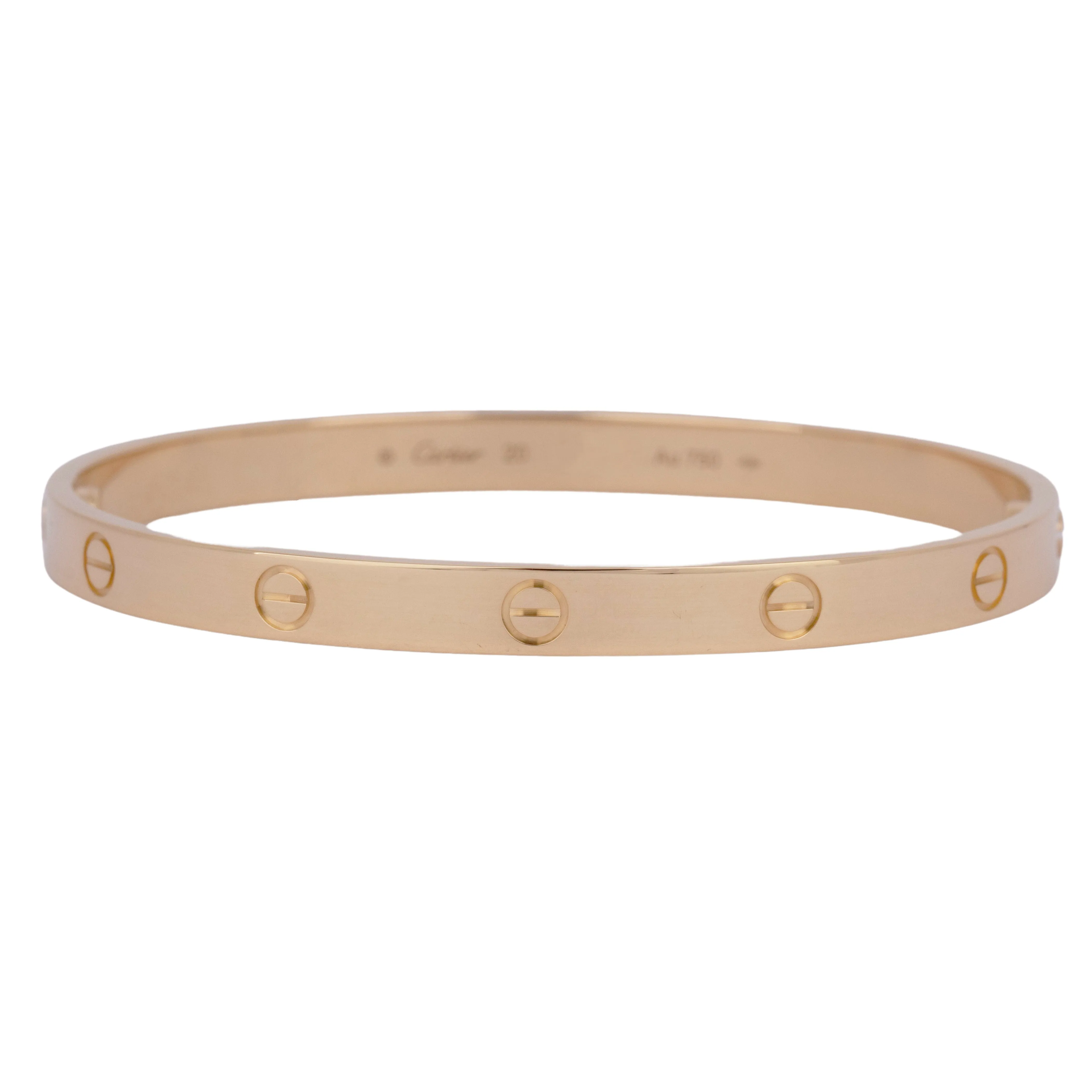 MINT 2023 PAPERS Cartier LOVE 18K Yellow Gold Bracelet Size 20 AU 750 BOX