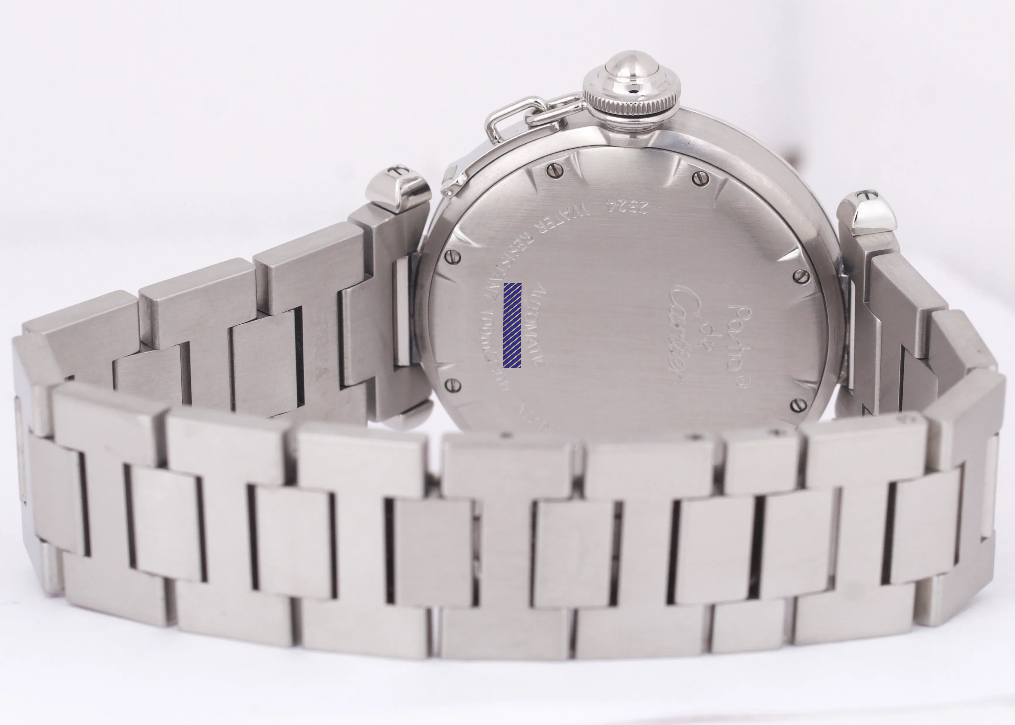 MINT Cartier Pasha 2324 Stainless Steel BLACK Arabic Date Automatic 35mm Watch