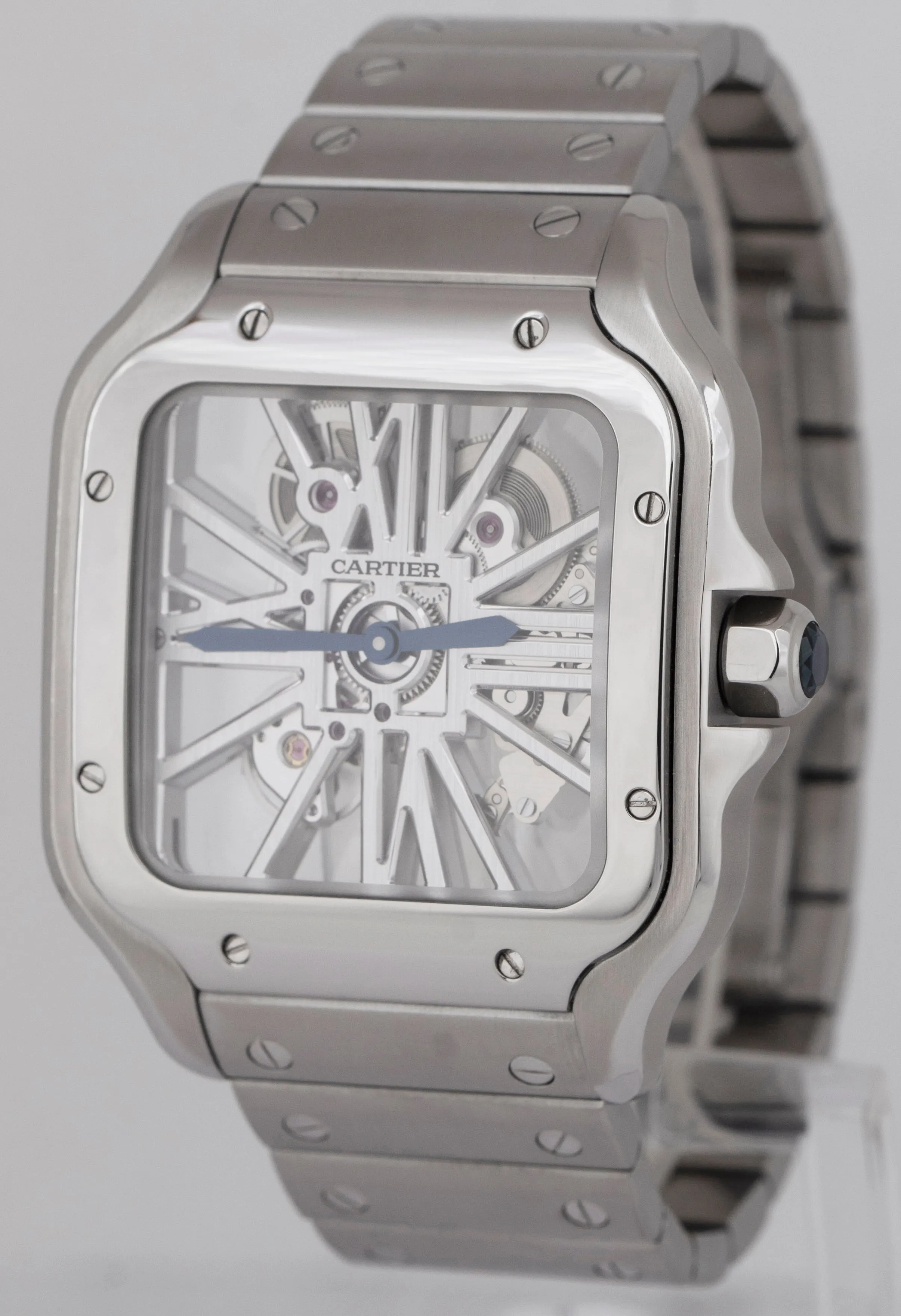 MINT PAPERS Cartier Santos 39.8mm Skeleton Stainless Steel WHSA0015 4109 BOX
