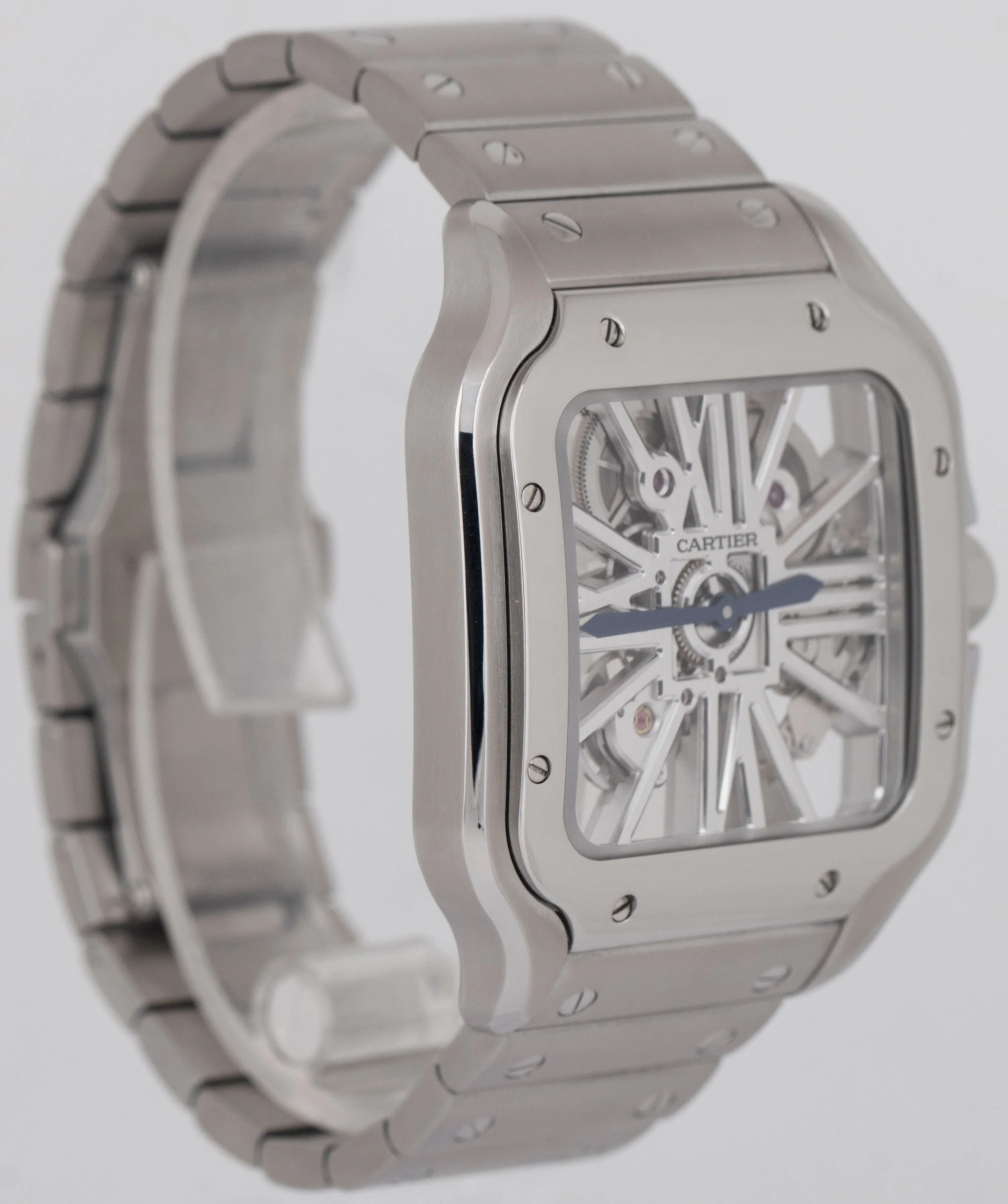 MINT PAPERS Cartier Santos 39.8mm Skeleton Stainless Steel WHSA0015 4109 BOX