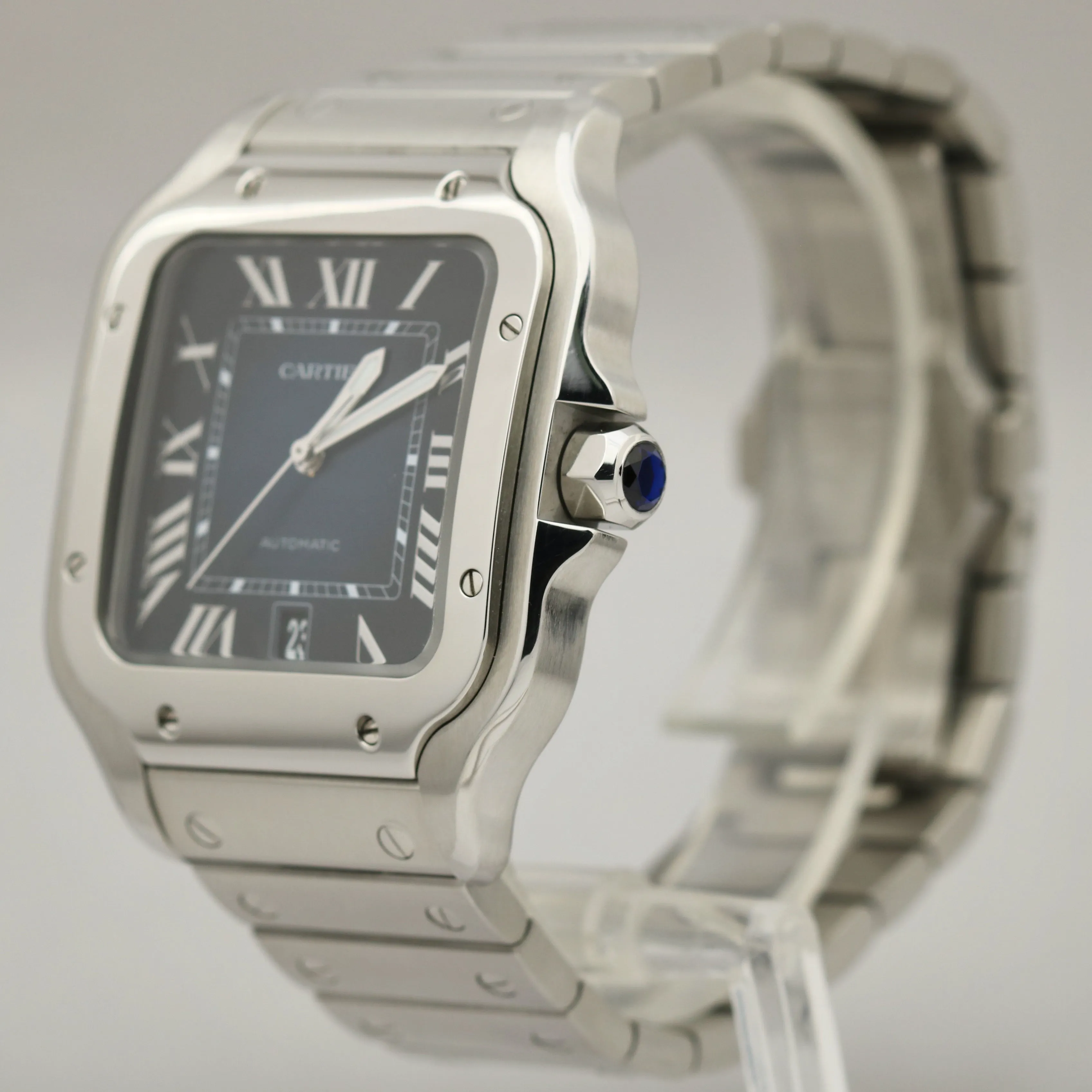 MINT PAPERS Cartier Santos 40mm BLUE Roman 4072 WSSA0030 Stainless Steel B P