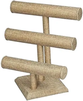 New Burlap Necklace, Anklet, Cuffs, Bracelet, Bangle Three Tier T-bar Jewelry Display Stand