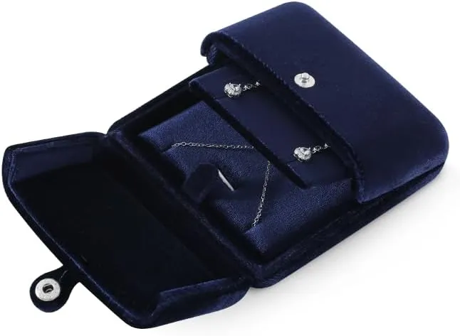 Resilient Velvet Earrings Necklace Dual-Purpose Storage Box, Stud Earring Display Box For Girlfriend Wife, Premium Jewelry Organizer Small Case