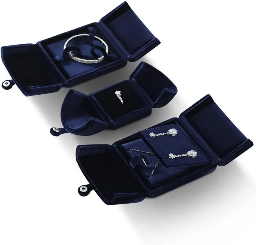 Resilient Velvet Earrings Necklace Dual-Purpose Storage Box, Stud Earring Display Box For Girlfriend Wife, Premium Jewelry Organizer Small Case