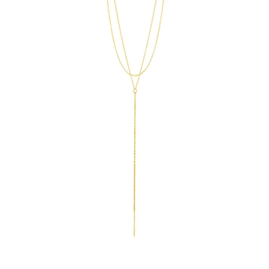 Rhodium Plated Layered Y-Necklace
