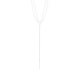 Rhodium Plated Layered Y-Necklace