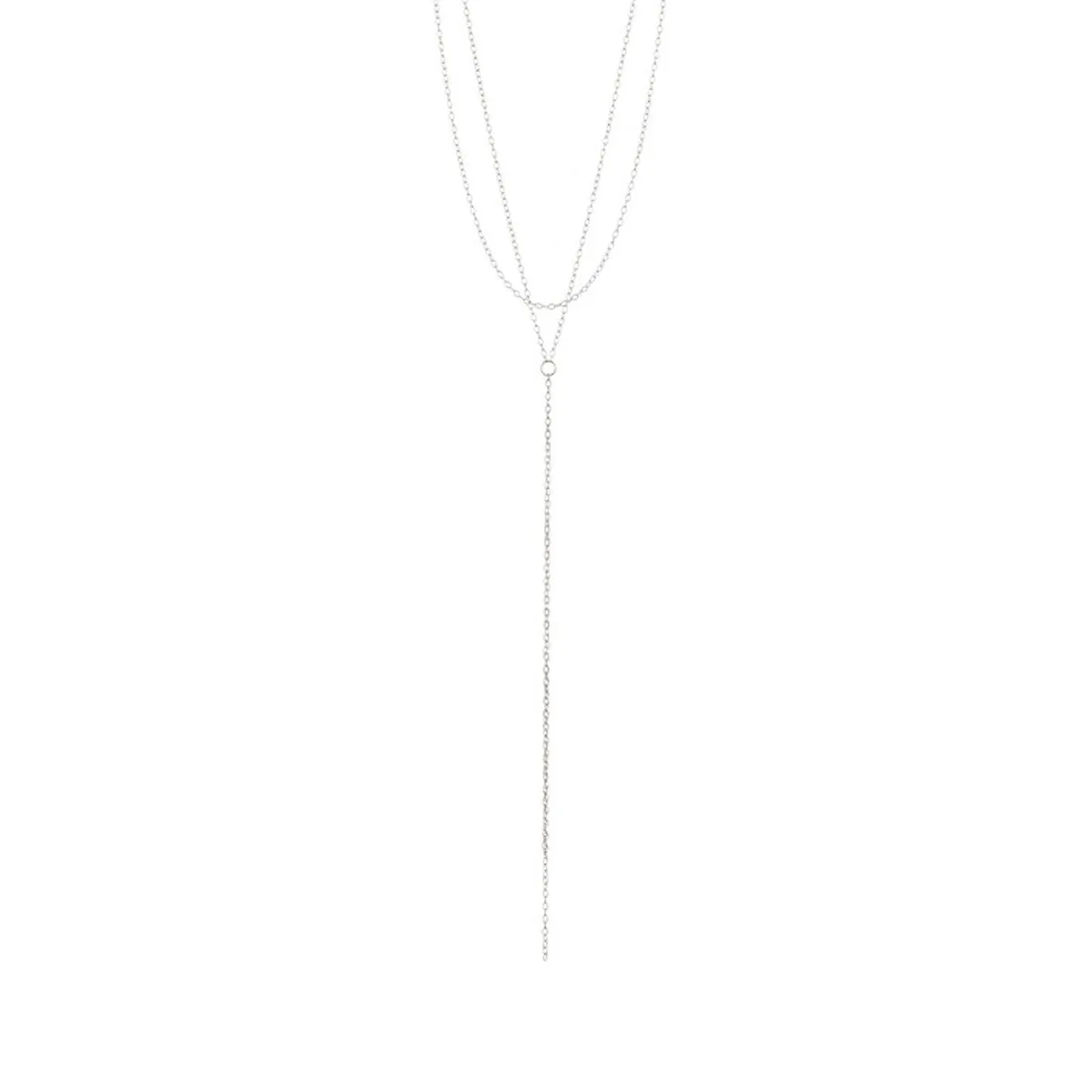 Rhodium Plated Layered Y-Necklace