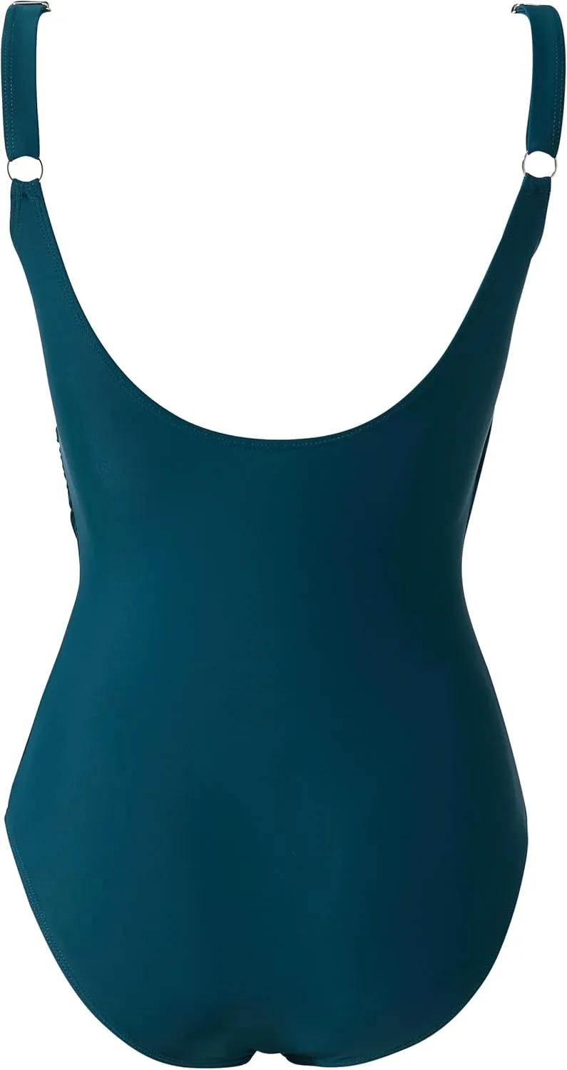 RXRXCOCO Womens One Piece Swimsuits Tummy Control Ruched Criss Cross Bathing Suits V Neck Slimming Swimwear