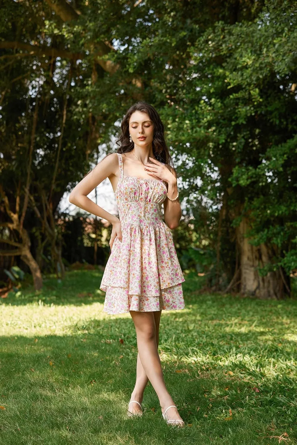 Scarlet Darkness Floral Corset Dress for Women Ruffle Mini Dress Summer Sundress