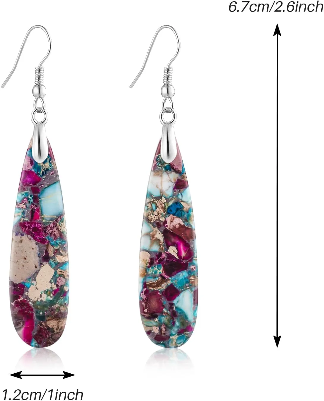 SELOVO Boho Stone Earrings for Women Trendy Teardrop Dangle Earrings Fishhook Drop Earrings