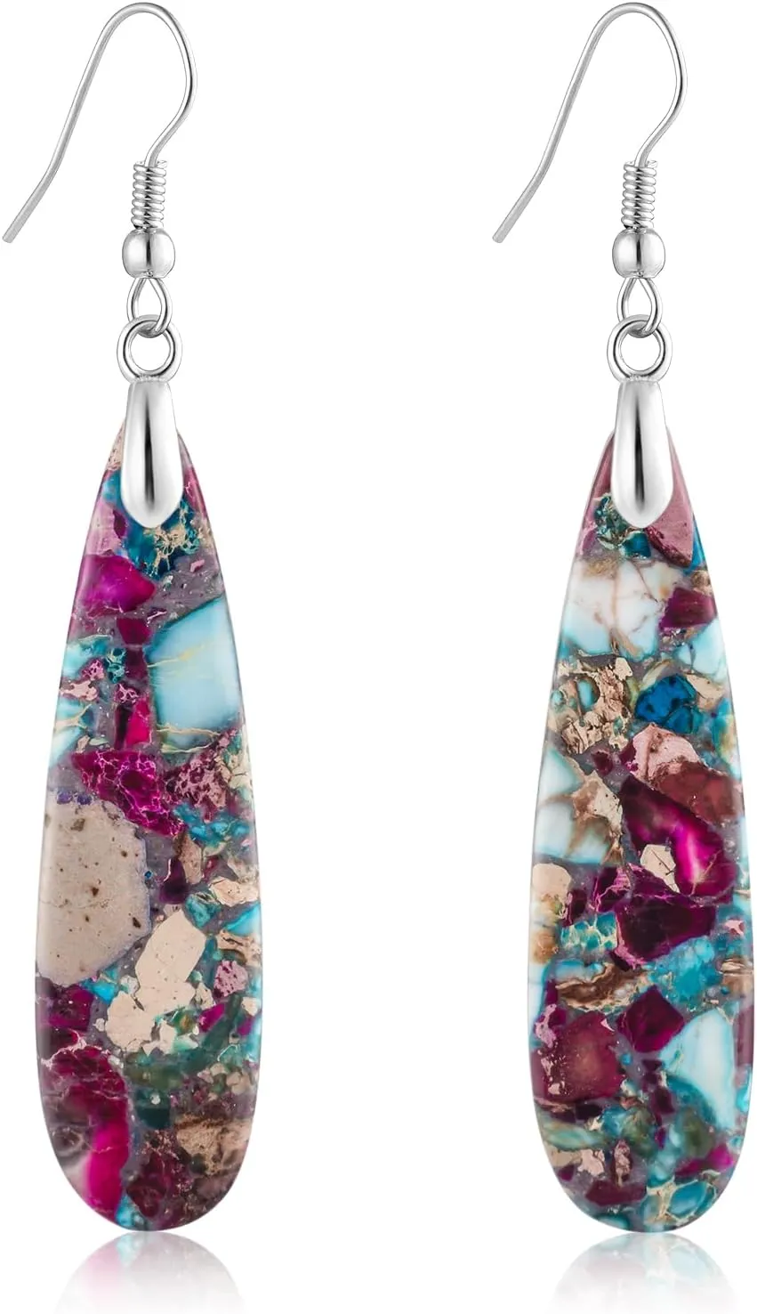 SELOVO Boho Stone Earrings for Women Trendy Teardrop Dangle Earrings Fishhook Drop Earrings