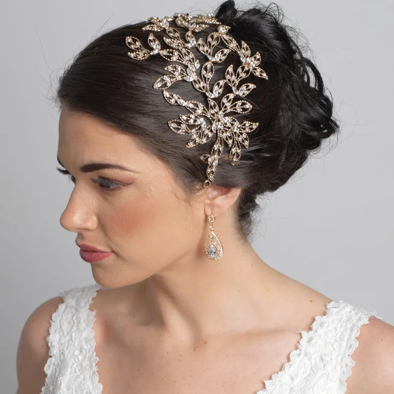 Stunning Crystal Leaf Wedding Headpiece Bridal Cap