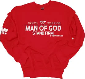 Trenz Shirt Company God's Warrior Man of God Stand Firm Bible Scripture Mens Christian Jesus Cross Crewneck Sweatshirt