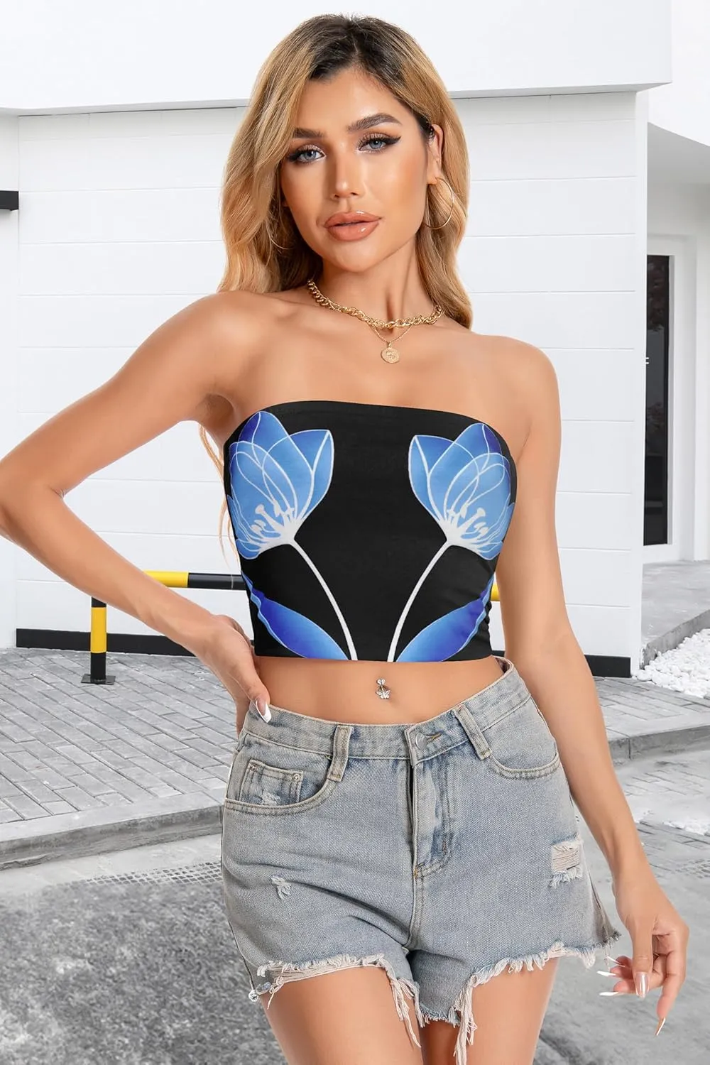 Tube Top for Women Strapless Slim Fit Crop Tops Y2K Going Out Bandeau Shirts Summer Outfits