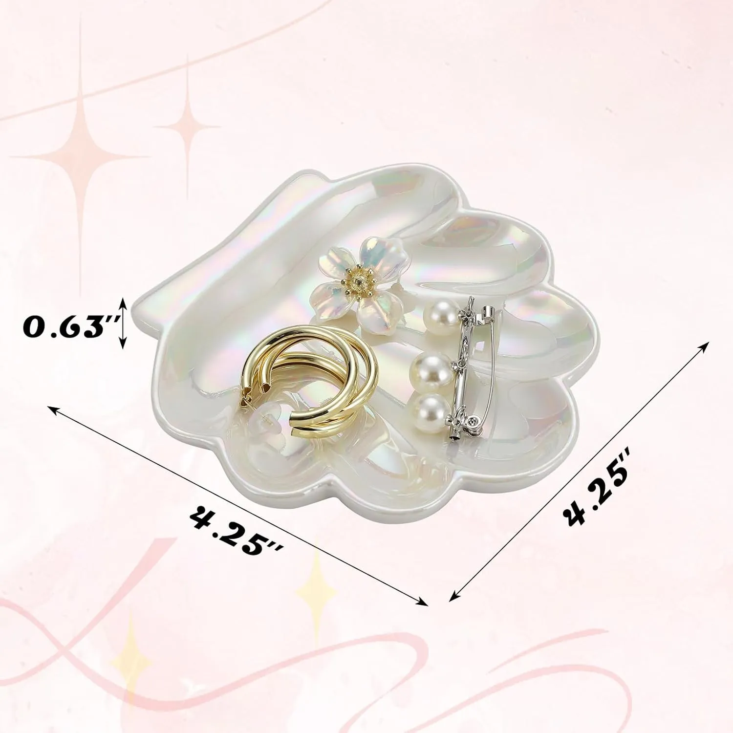 VanEnjoy 4.3 inch Shell Jewelry Dish White Jewelry Trays for Girls Small Jewelry Holder Dish Coastal Room Decor Ceramic Trinket Tray for Jewelry Earrings Rings Necklaces