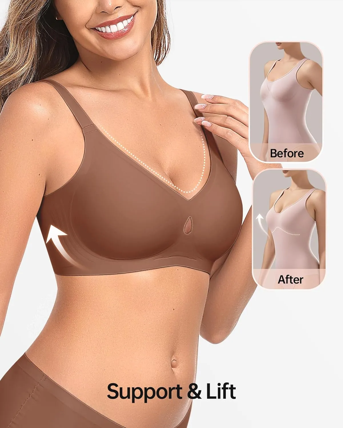 Wireless Bras for Women No Underwire Seamless Push Up Full Coverage Supportive Womens Bralettes Everyday Bra
