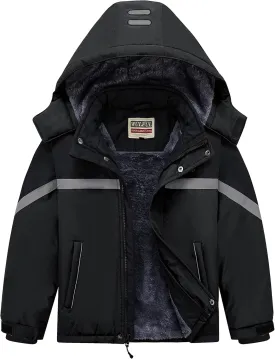 WULFUL Boy's Waterproof Ski Coat Winter Warm Snow Coat with Hood