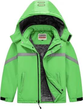 WULFUL Boy's Waterproof Ski Coat Winter Warm Snow Coat with Hood