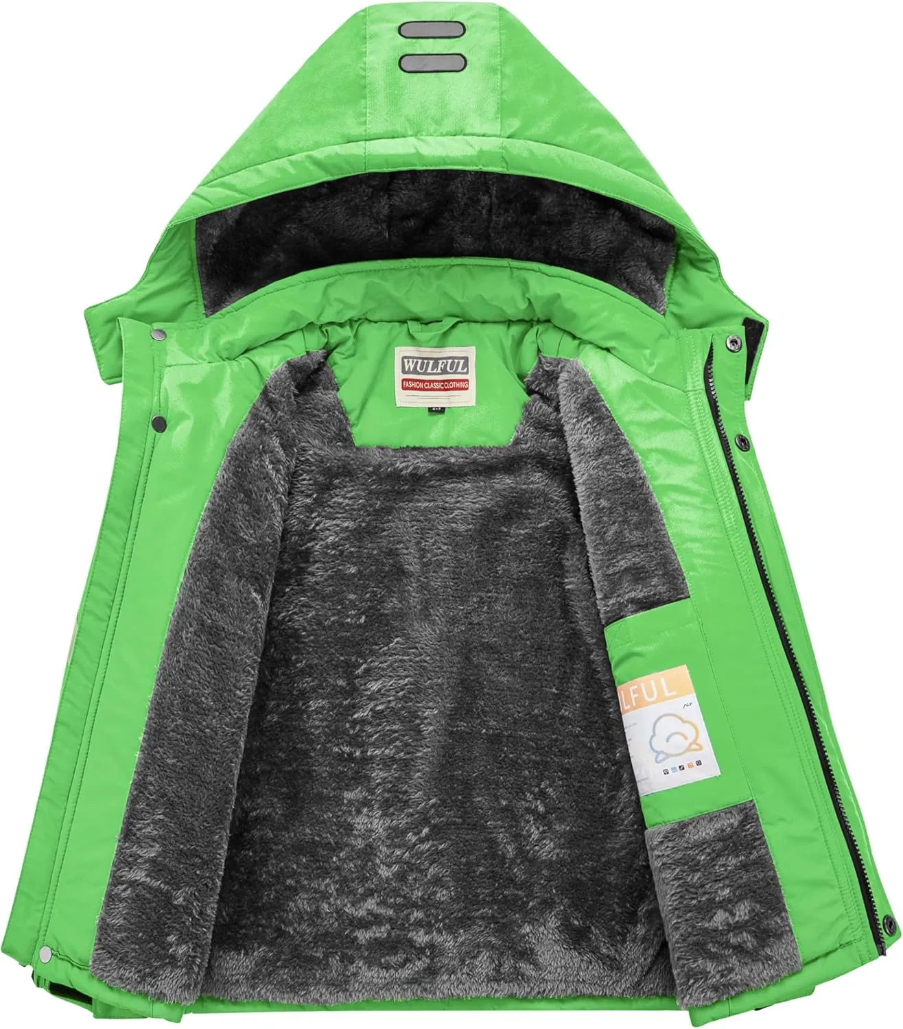 WULFUL Boy's Waterproof Ski Coat Winter Warm Snow Coat with Hood